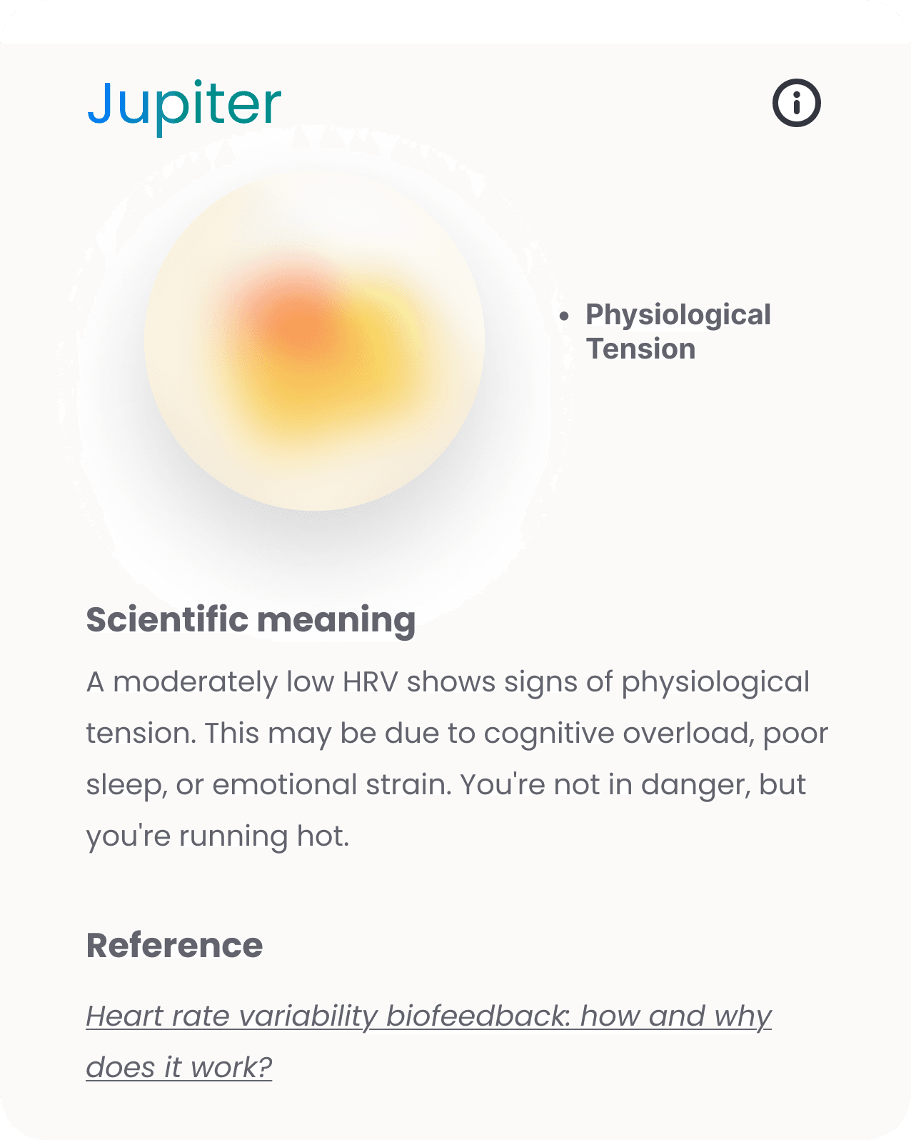Jupiter biofeedback card